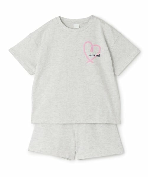 minimal / ミニマル その他トップス | 【綿100】スプレーバックプリント半袖Tシャツセットアップ（シロ杢）