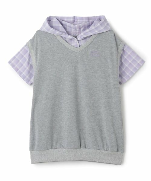 minimal / ミニマル ミニ丈・ひざ丈ワンピース | シャツレイヤード パーカーワンピース（トップ グレー）