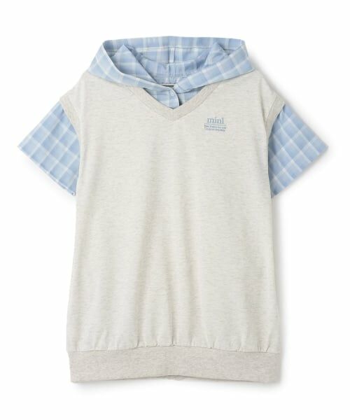 minimal / ミニマル ミニ丈・ひざ丈ワンピース | シャツレイヤード パーカーワンピース（シロ杢）