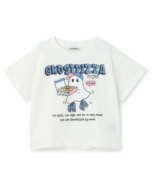minimal / ミニマル Tシャツ | 【綿100%】オバケイラストルーズ半袖Tシャツ（オフ ホワイト）