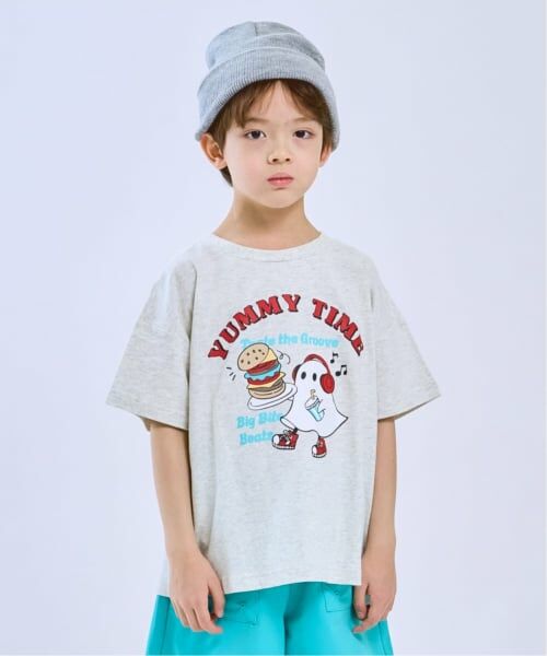 minimal / ミニマル Tシャツ | 【綿100%】オバケイラストルーズ半袖Tシャツ（シロ杢）