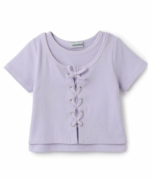minimal / ミニマル Tシャツ | 【吸水速乾】【サラサラプラス】テレコレースアップ半袖Tシャツ(ラベンダー)