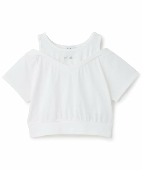 minimal / ミニマル Tシャツ | 肩あきレイヤード半袖Tシャツ(オフ ホワイト)