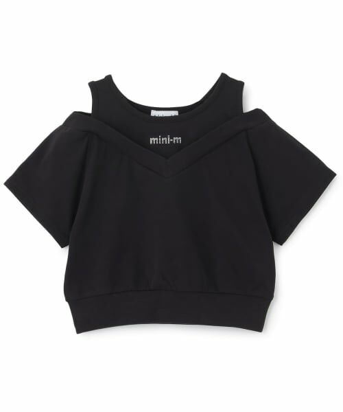 minimal / ミニマル Tシャツ | 肩あきレイヤード半袖Tシャツ(黒)