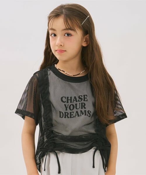 minimal / ミニマル Tシャツ | 【インナーつき】メッシュドロスト半袖Tシャツ(黒)