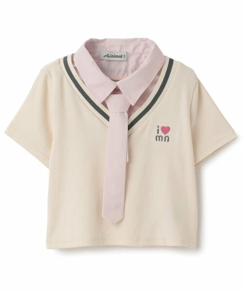 minimal / ミニマル Tシャツ | シャツレイヤードテレコTシャツ(アイボリー)