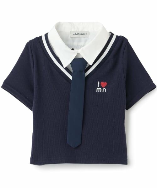 minimal / ミニマル Tシャツ | シャツレイヤードテレコTシャツ(紺)
