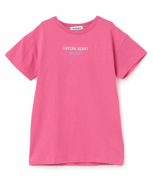 minimal / ミニマル ミニ丈・ひざ丈ワンピース | 【綿100%】【プチプラ】バックハート半袖Tシャツワンピース(チェリー ピンク)