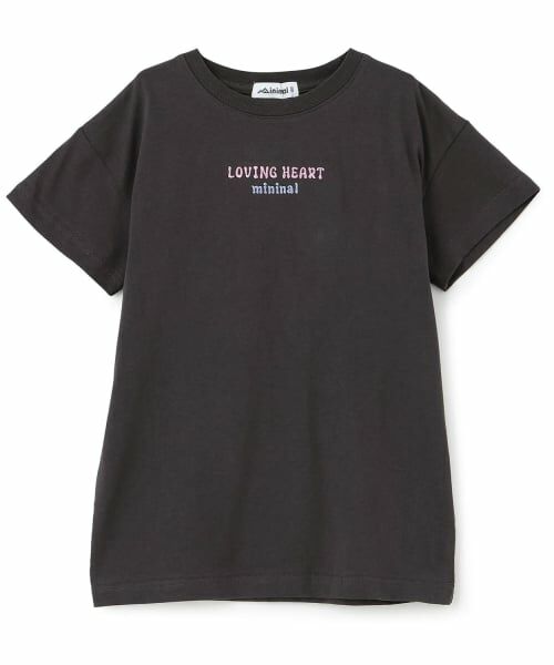 minimal / ミニマル ミニ丈・ひざ丈ワンピース | 【綿100%】【プチプラ】バックハート半袖Tシャツワンピース(チャコール)