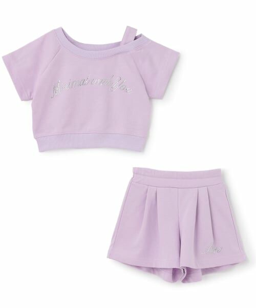 minimal / ミニマル その他トップス | ラインストーン ロゴワンショルTシャツセットアップ | 詳細13