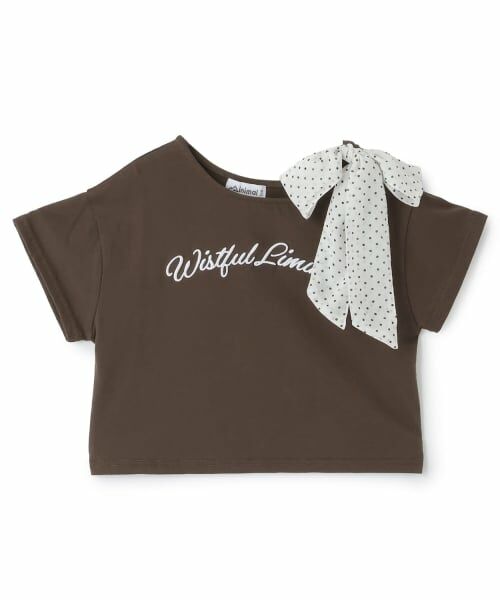 minimal / ミニマル Tシャツ | 【リボン2WAY】ワンショルTシャツ(茶)