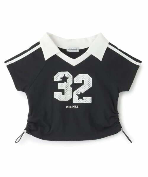 minimal / ミニマル Tシャツ | ナンバー衿つき半袖Tシャツ(黒)