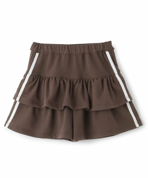 minimal / ミニマル ショート・ハーフ・半端丈パンツ | ミニ裏毛ラインティアードスカパン(コゲ茶)