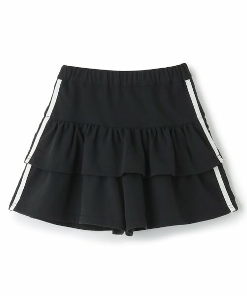 minimal / ミニマル ショート・ハーフ・半端丈パンツ | ミニ裏毛ラインティアードスカパン(黒)