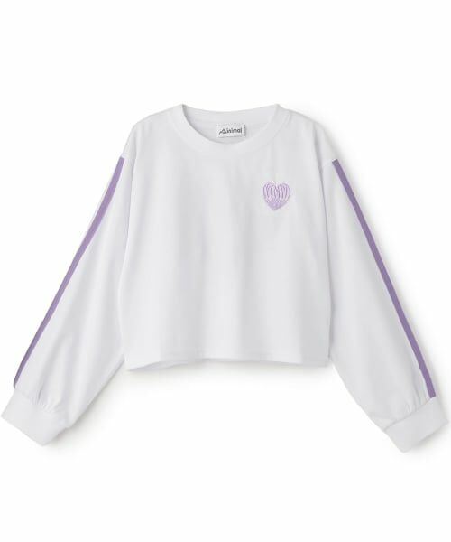 minimal / ミニマル Tシャツ | 【防汚加工】クロップドバックハート袖ライン長袖Tシャツ(オフ ホワイト)