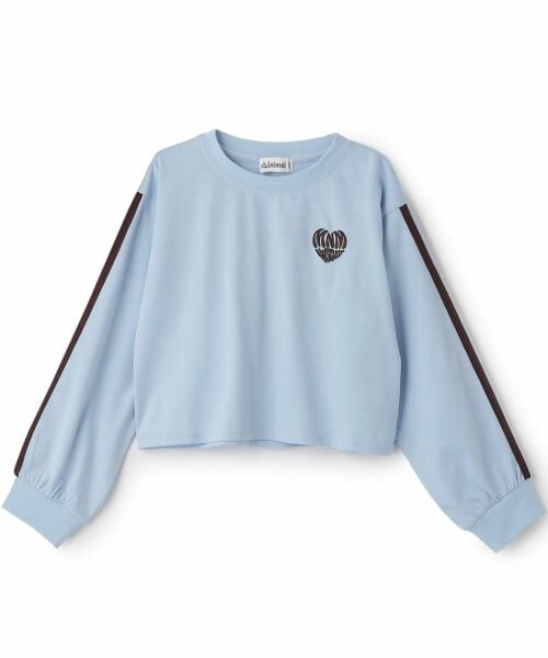 minimal / ミニマル Tシャツ | 【防汚加工】クロップドバックハート袖ライン長袖Tシャツ(サックス)