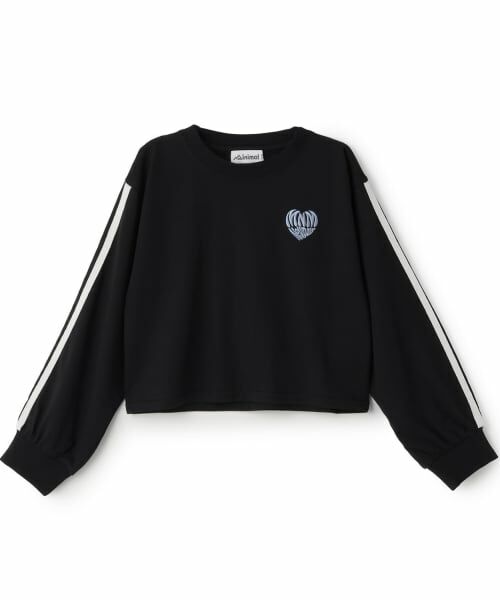 minimal / ミニマル Tシャツ | 【防汚加工】クロップドバックハート袖ライン長袖Tシャツ(黒)