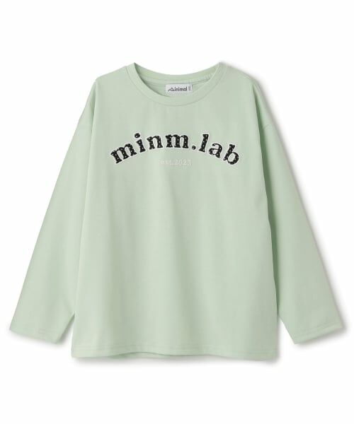 minimal / ミニマル Tシャツ | 【防汚加工】アップリケグラフィック長袖Tシャツ(エメラルド グリーン)