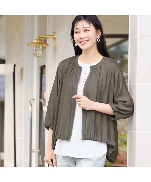 missel/ミゼール ドライタッチ ギャザーブラウス グリーン F missel/ミゼール ドライタッチ ギャザーブラウス グリーン F