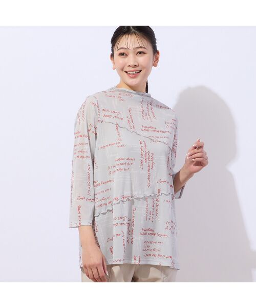 missel/ミゼール メロー接ぎ メッシュカットソー グレー L missel/ミゼール メロー接ぎ メッシュカットソー グレー L