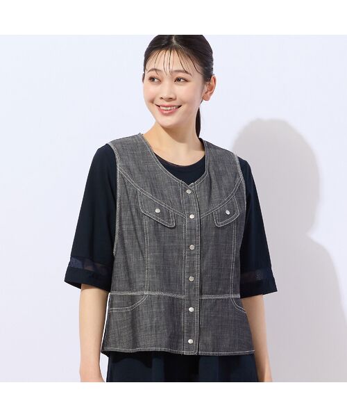 スコットクラブ系列☆ヤマダヤ■定価18,000円 オーバーデニムベスト セール】 【洗える・セットアップ可能】スラブデニム ベスト