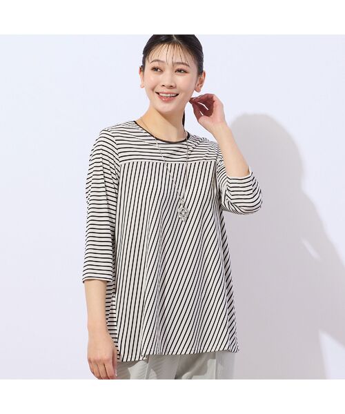 missel/ミゼール Soalon スムースボーダーカットソー ホワイト LL missel/ミゼール Soalon スムースボーダーカットソー ホワイト LL