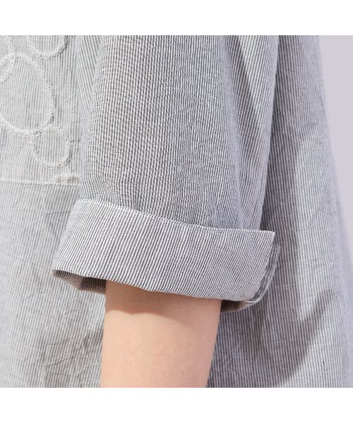 missel / ミゼール シャツ・ブラウス | 【人気アイテム・洗える】サークル刺繍 ワッシャーストライプシャツ | 詳細6