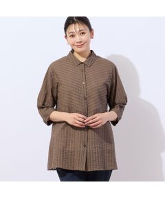 ミゼール／よく伸びる◎快適ストレッチ総柄ブラウス 長め丈チュニック 花柄 ふわっとしたシルエットが可愛い花柄チュニックブラウス 夏 夏