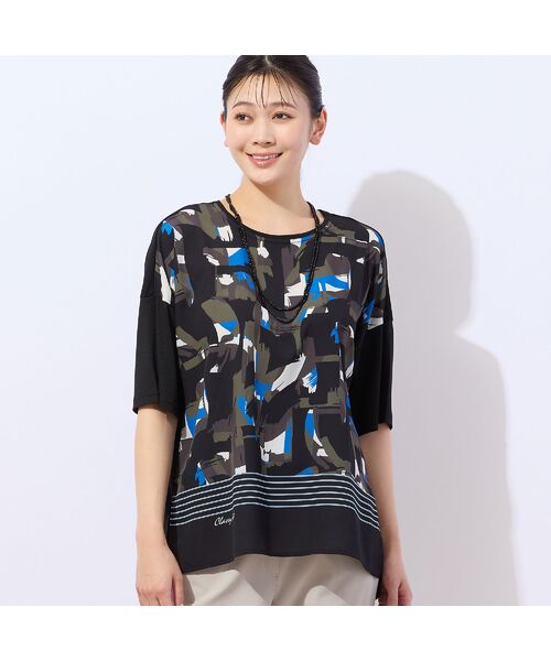 missel/ミゼール 【洗える】幾何プリントプルオーバー ブルー 3L