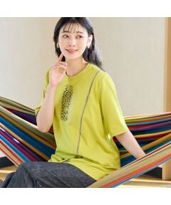 今季新作新品半額　ミゼール　missel　 Lサイズ　刺繍キラキラTシャツ 洗える・日本製・綿100％】Urban Safari