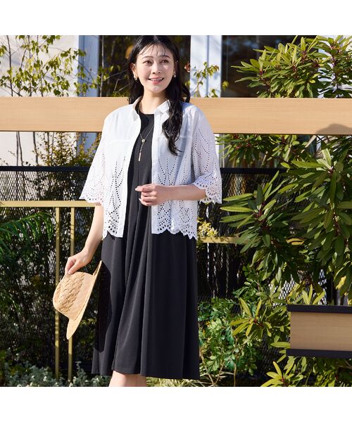 missel / ミゼール ミニ丈・ひざ丈ワンピース | 【洗える・イージーケア】ノースリーブ Aラインワンピース(ブラック)