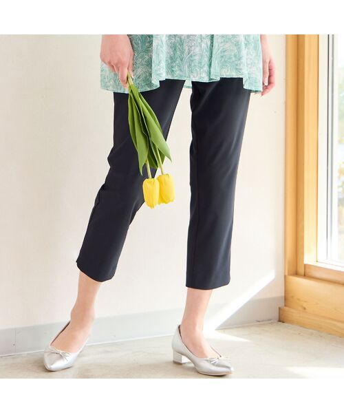 missel / ミゼール ショート・ハーフ・半端丈パンツ | 【洗える・接触冷感】裾スリットクロップドパンツ（ブラック）