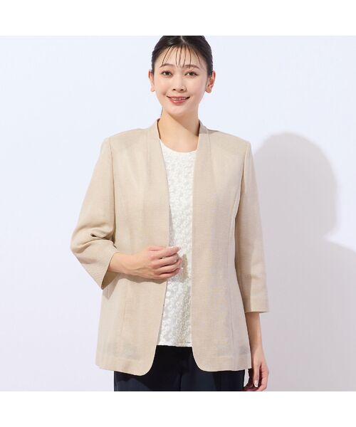 missel/ミゼール ストレッチカラミジャケット ベージュ 3L missel/ミゼール ストレッチカラミジャケット ベージュ 3L