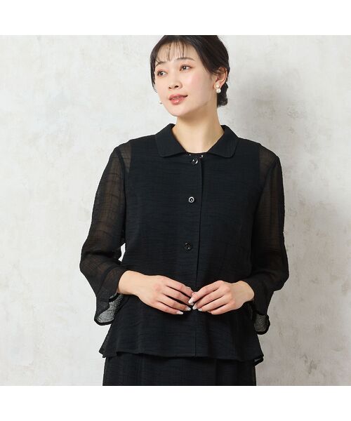 missel/ミゼール 【洗える・セットアップ可能・3L/4Lサイズあり】ペプラムブラウス ブラック 4L missel/ミゼール 【洗える・セットアップ可能・3L/4Lサイズあり】ペプラムブラウス ブラック 4L