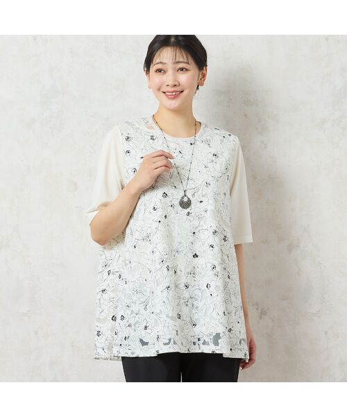 MANAOLA チュニック セール】 【洗える】3色ケミカルレースチュニック （カットソー