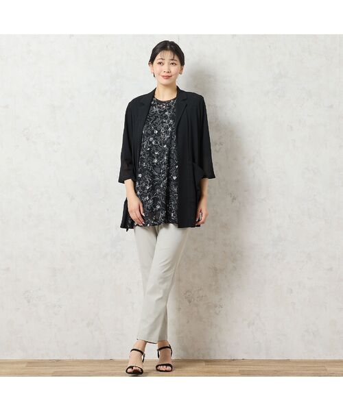 marimekko モノトーン花柄五分袖チュニック　サイズ38 kigaeru_23927215006