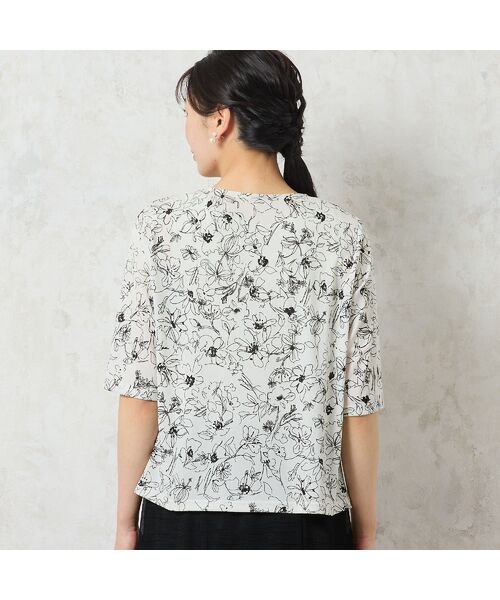 missel / ミゼール カットソー | 【洗える・日本製】モノトーンフラワーチュールTシャツ | 詳細1