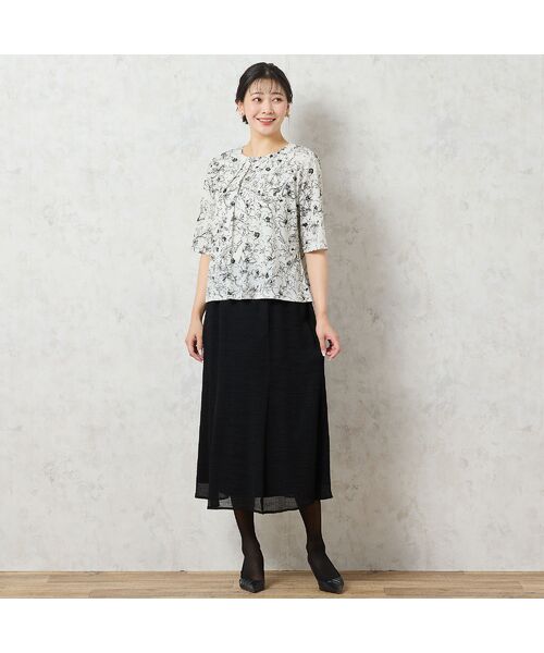 missel / ミゼール カットソー | 【洗える・日本製】モノトーンフラワーチュールTシャツ | 詳細5