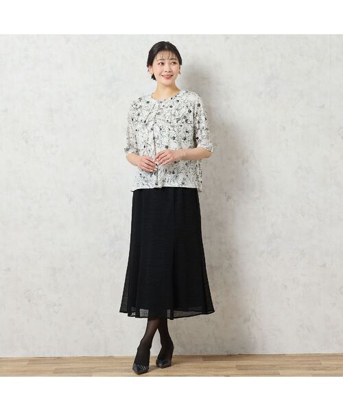 【新品】MISSEL ミゼール 小花チュール シャツ&カットソー アンサンブル 人気アイテム・洗える・アンサンブル可能】花更紗柄チュール
