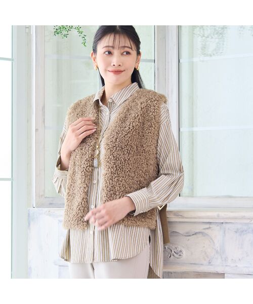 missel/ミゼール ふわふわフェイクファーベスト ブラウン F missel/ミゼール ふわふわフェイクファーベスト ブラウン F