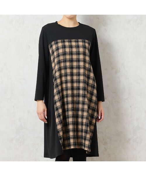 missel / ミゼール ミニ丈・ひざ丈ワンピース | 【WEB限定カラーあり・3L/4Lサイズあり】チェック柄Aラインワンピース | 詳細1