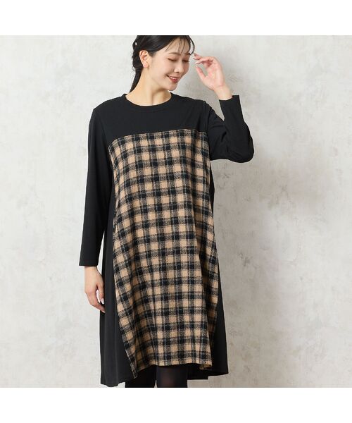 missel / ミゼール ミニ丈・ひざ丈ワンピース | 【WEB限定カラーあり・3L/4Lサイズあり】チェック柄Aラインワンピース | 詳細3