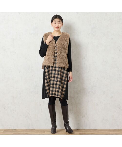 missel / ミゼール ミニ丈・ひざ丈ワンピース | 【WEB限定カラーあり・3L/4Lサイズあり】チェック柄Aラインワンピース | 詳細5