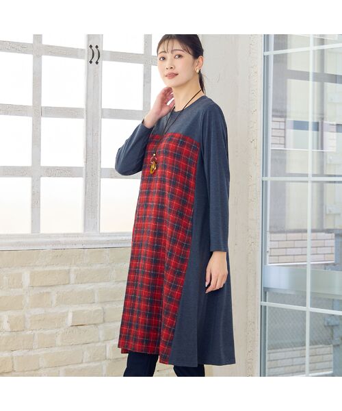 missel / ミゼール ミニ丈・ひざ丈ワンピース | 【WEB限定カラーあり・3L/4Lサイズあり】チェック柄Aラインワンピース | 詳細6