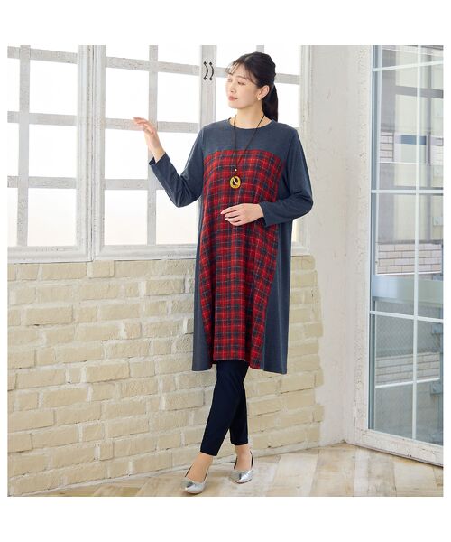 missel / ミゼール ミニ丈・ひざ丈ワンピース | 【WEB限定カラーあり・3L/4Lサイズあり】チェック柄Aラインワンピース | 詳細8