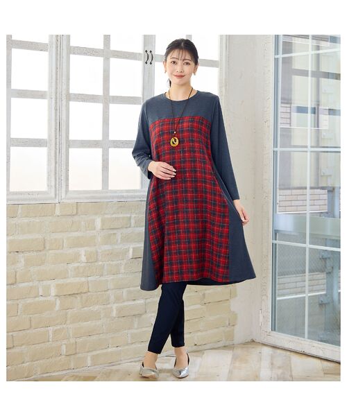 missel / ミゼール ミニ丈・ひざ丈ワンピース | 【WEB限定カラーあり・3L/4Lサイズあり】チェック柄Aラインワンピース | 詳細9
