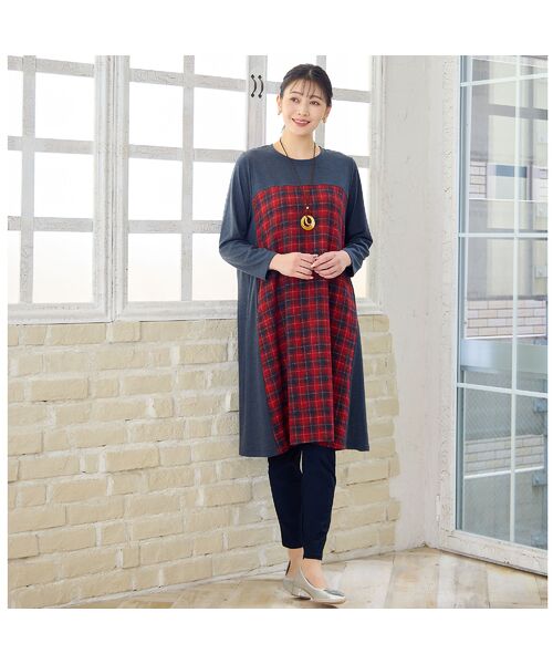 missel / ミゼール ミニ丈・ひざ丈ワンピース | 【WEB限定カラーあり・3L/4Lサイズあり】チェック柄Aラインワンピース | 詳細10