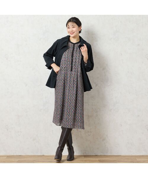 missel / ミゼール ミニ丈・ひざ丈ワンピース | 【人気アイテム・洗える・3L/4Lサイズあり】カットジャカードワンピース | 詳細5