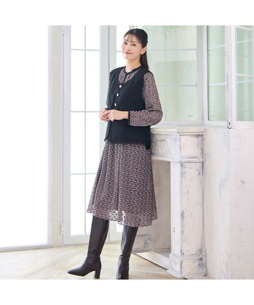 missel / ミゼール ミニ丈・ひざ丈ワンピース | 【人気アイテム・洗える・3L/4Lサイズあり】カットジャカードワンピース | 詳細7