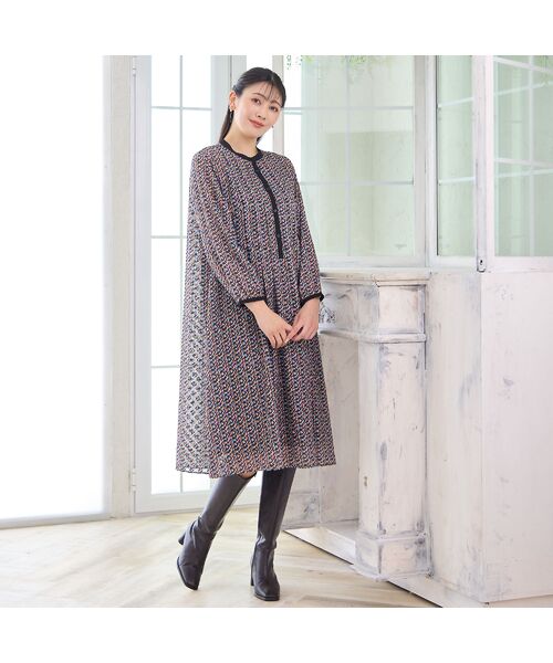 missel / ミゼール ミニ丈・ひざ丈ワンピース | 【人気アイテム・洗える・3L/4Lサイズあり】カットジャカードワンピース | 詳細9